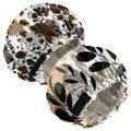 2 PCS Bonnets for Women Girls Satin Hair Bonnet Silk Adjustable Elastic Double Layer Hair Wrap Sleep Cap Comfort Cute-Cowhide Leaf