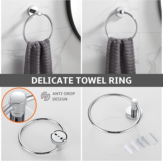 BGL Bathroom Hardware Set Chrome Bathroom Accessory Set Towel Bar 8 Pieces Set