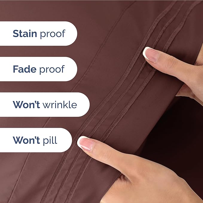 Full Size 4 Piece Sheet Set - Extra Soft, Breathable & Cooling Sheets - Hotel Luxury Durable Bed Sheets for Women & Men - Deep Pockets, Easy-Fit & Wrinkle-Free Sheets - Dark Russet Oeko-Tex Bed Sheets