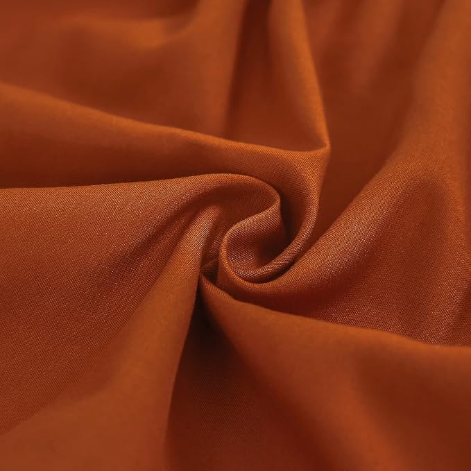 MEILA Wrap Around Bed Skirt Three Fabric Sides Elastic Dust Ruffled 16 Inch Tailored Drop,Easy to Install Fade Resistant-Caramel, Twin/Full