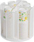 Paper Cup and Lid Holder Plastic Cup Storage Organizer Coffee Cup Dispenser for Countertop, Breakroom, Bathroom, Coffee Station, Bar, Buffet, Kitchen Cabinet - White