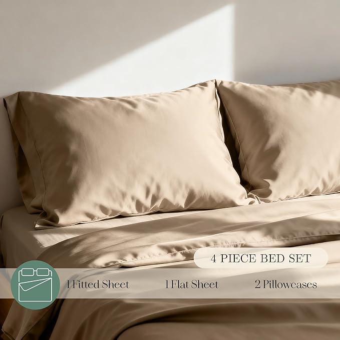 CASILVA Eucalyptus Sheets - Infused with Silver for Anti-Odor, Softer Than Silk Fibers, More Cooling Than Cotton - Perfect for Hot Sleepers & Sensitive Skin - 100% Tencel Lyocell - King Sheet Set