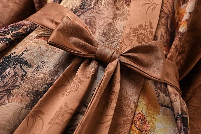 Ledamon Women's Kimono Short Robe - Classic Floral Bathrobe Nightgown