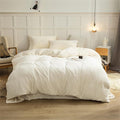 Cottonight White Velvet Comforter Set Cal King Fluffy Bedding Comforter Set California King Sherpa Micromink Winter Warm Cozy Super Soft Bedding Set