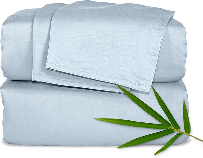 Pure Bamboo Split King Sheets, Genuine 100% Organic Viscose Derived from Bamboo Bed Sheet Set, Soft & Cooling, Double Stitching *Not for Split Top (Split King, Glacier)