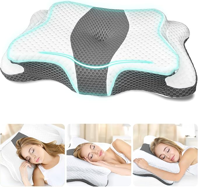 Memory Foam Pillow, Cervical Pillow for Neck and Shoulder Pain Relief, Ergonomic Contour Bed Pillow, Soft for Side Sleep Stomach Sleeping and Back Sleeper