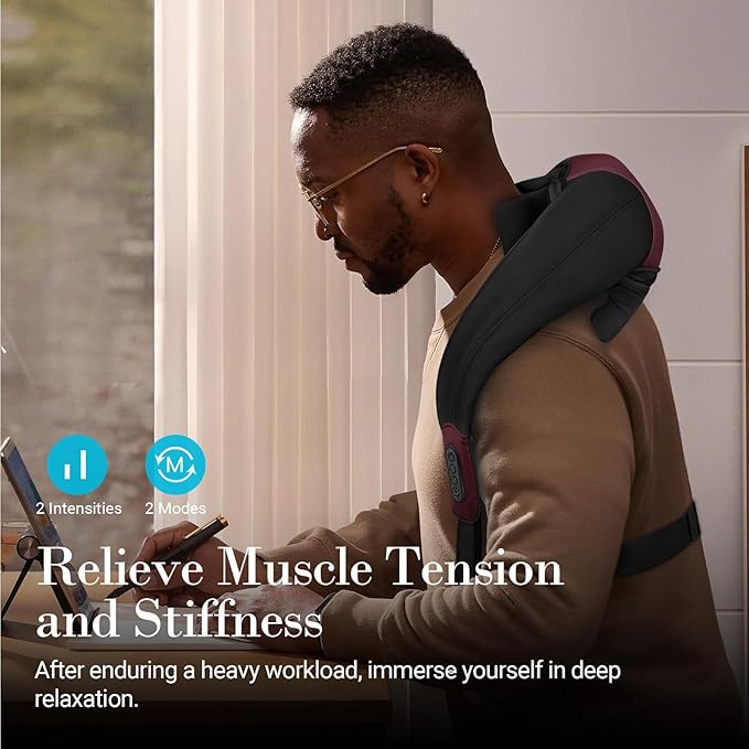 Shiatsu Neck Massager with Heat - Ideal Gift for Her,Him Cordless 4D Expert Neck Shoulder Massage for Pain Relief,Upgarded Kneading Massager for Muscle Relaxation