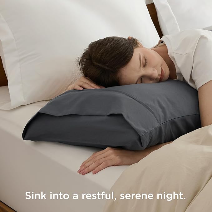 Bedsure Pillow Cases Standard Size Set of 4 - Dark Grey Brushed Microfiber Pillowcases 4 Pack, Super Soft Pillow Case Covers with Envelope Closure, Wrinkle, Fade and Stain Resistant, 20x26 Inches