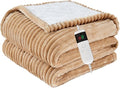 Heated Blanket Electric Full, Soft Flannel Heating Blanket with 8 Hours Auto Off 10 Fast Heating Levels Machine Washable Sherpa Heated Blanket with Overheating Protection