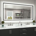 TETOTE 72 x 36 Large Bathroom Mirror Brushed Black Metal Frame Frontlit & Backlit Vanity Mirror 3 Colors White/Warm/Natural Stepless Dimmable Anti-Fog Bathroom Mirrors for Vanity Wall-Mounted