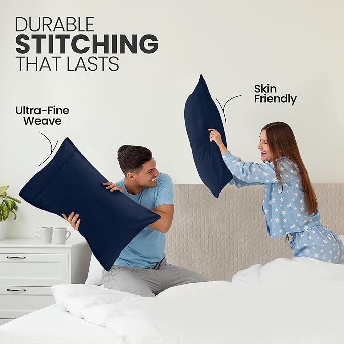 Pillow Covers by Utopia Bedding - Standard Size 2-Pack – Soft Brushed Microfiber – Perfect for Hospitals, Hotels, Guest Rooms – Oeko-TEX Certified, 20x26 Inches (Navy)