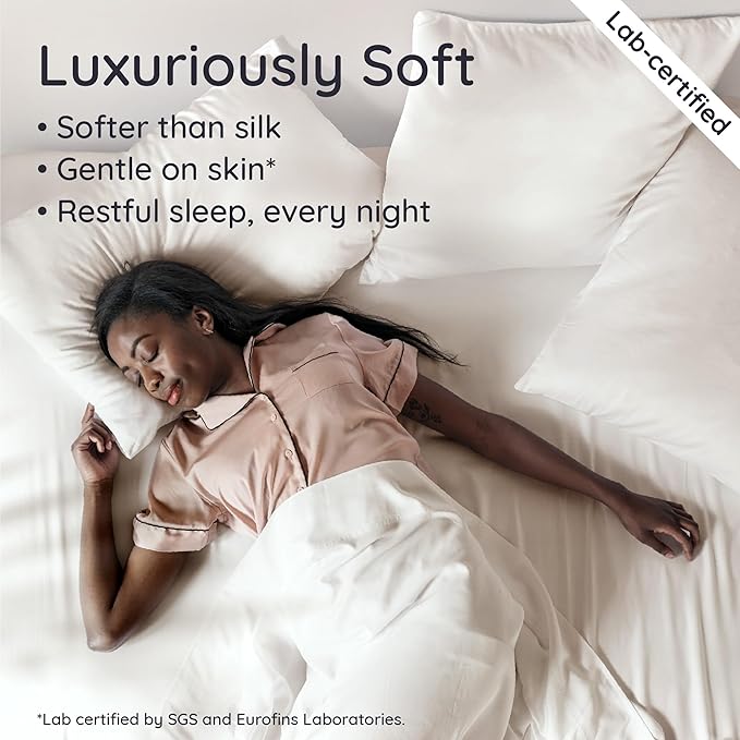 Bambaw 100% Viscose Derived from Bamboo Full Fitted Sheet Size, 15’’ Deep Pocket Full Fitted Sheets Only, Cooling Fitted Sheet with Corner Straps, Breathable Full Size Bed Fitted Sheet Only (Ivory)