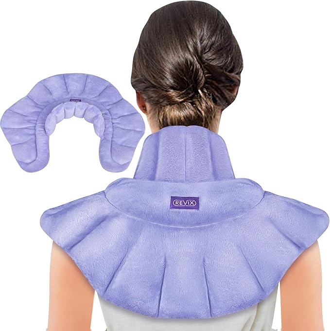 REVIX Microwave Heating Pad for Neck Shoulders and Back with Moist Heat, Weighted Microwavable Heated Neck Wrap Warmer, Scented