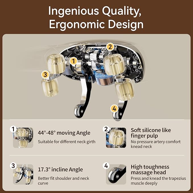 Shiatsu Neck and Shoulder Massager with Heat for Pain Relief Deep Tissue, Portable Massagers for Neck and Back, Gifts for Men and Woman (Grey with Leather Handbag)