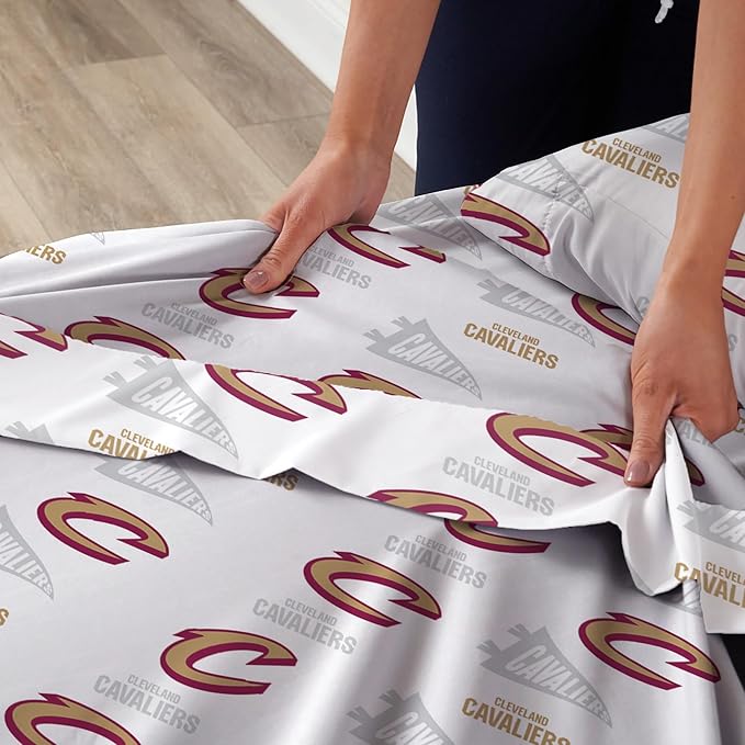 Northwest Officially Licensed Cleveland Cavaliers NBA Queen Size Sheet Set – Soft Team Logo Bedding for Dorms, Bedrooms, Fan Caves & Game Day Style