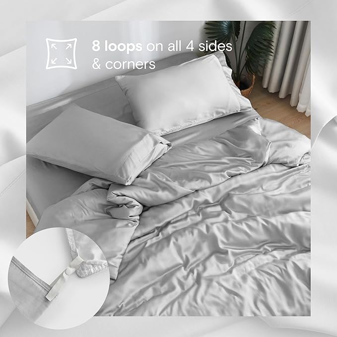 DOZ Duvet Cover Set, 100% Viscose derived from Bamboo, Organically Grown, Buttery Soft, Cooling Duvet Covers, High GSM, 1 Duvet Cover and 2 Pillowcases, 106"x90" (Dove, King/Cal King)