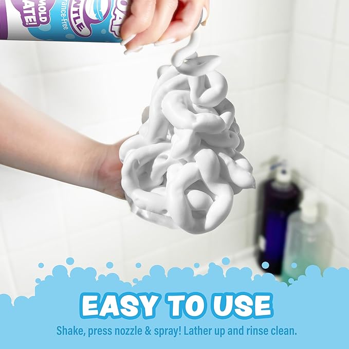 Tub Works™ Fluffy Foam Soap, White, 6 Pack | Shape, Mold & Create Bathtub Art with Soft Bath Foam for Kids | Fragrance-Free & Dye-Free Kids Bath Soap | Easy-to-Use Spray Nozzles