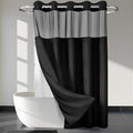 River Dream Heavyweight No Hooks Required Dotted Waffle Weave Shower Curtain with Snap in Liner - 71W x 80H,Hotel Grade,Spa Like Bath Curtain,Graphite Black