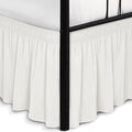 Biscaynebay Wrap Around Bed Skirts with Split Corners for Full Beds 14" Drop, Ivory Elastic Dust Ruffles Adjustable Easy Fit Wrinkle & Fade Resistant Silky Luxurious Fabric Machine Washable