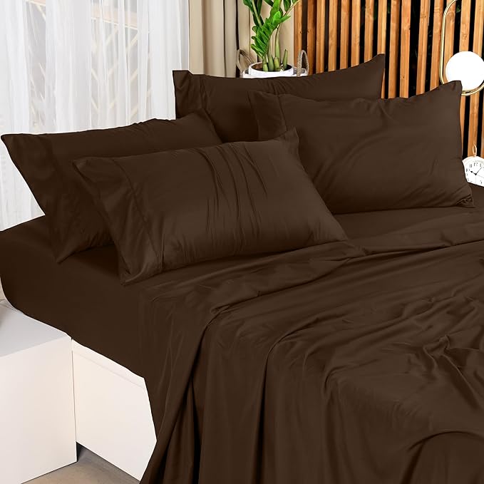 Utopia Bedding Full Sheet Set – 4 Piece Bed Sheets for Full Size Bed, Soft and Breathable Microfiber, Includes 1 Fitted Sheet, 1 Flat Sheet and 2 Pillowcases (Brown)