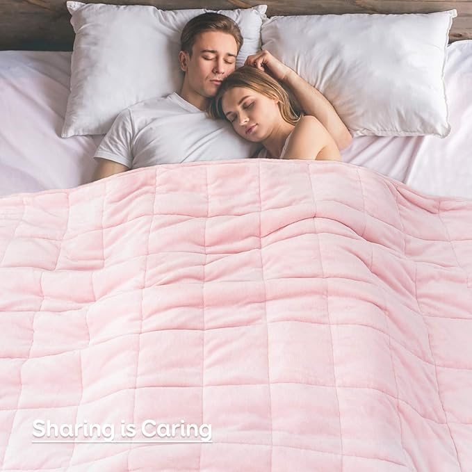Sivio Sherpa Fleece Weighted Blanket for Adult, 15 lbs Heavy Fuzzy Throw Blanket with Soft Plush Flannel, Reversible Queen Size Super Soft Extra Warm Cozy Fluffy Blanket, 60x80 Inches Dual Sided Pink