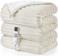Hansleep Electric Heated Blanket Twin, Heating Blanket with 9 Heating Levels and 10-Hour Timer Auto Shut Off, Washable Soft Warm Winter Blanket, 62 x 84 Inches, Beige