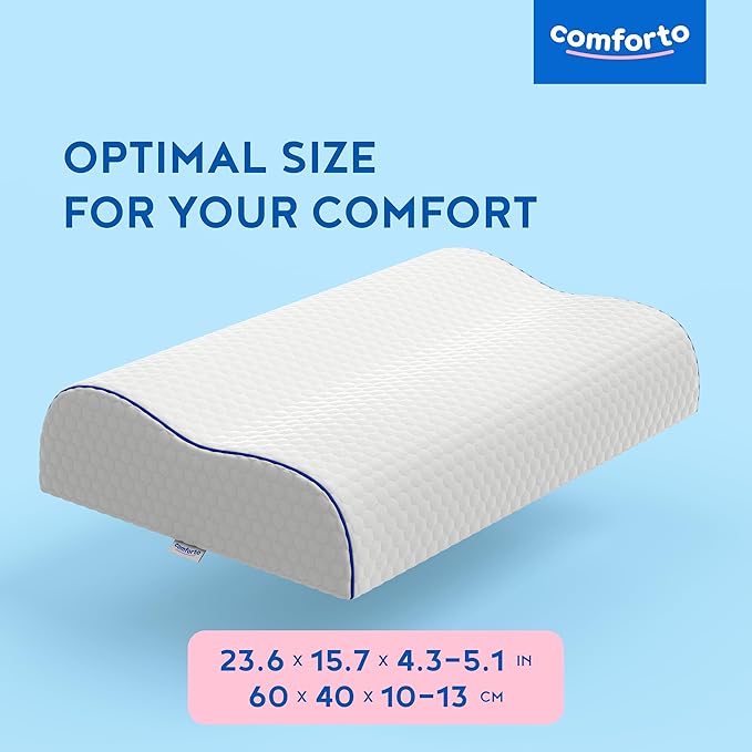 Cooling Cervical Pillow – Memory Foam Contour Neck Pillow for Sleeping – Orthopedic Cooling Pillow for Neck and Shoulder Pain Relief