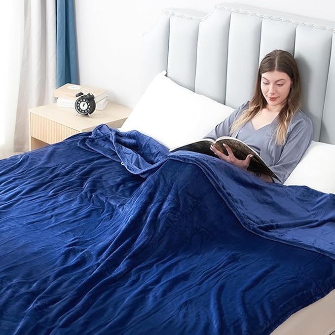 Electric Heated Blanket Full Size 72”x84”,Cozy Soft Warmth with 6 Heating Settings 1-10 Hours Auto-Off, Long Cord Energy-Saving, for Bed, Fast Heating Machine Washable, Navy Blue