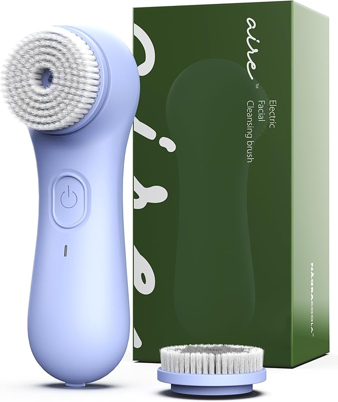 NågraCoola Electric Facial Cleansing Brush – Rechargeable Waterproof Face Scrubber for Women & Men, 2 Brush Heads for Deep Pore Cleansing & Gentle Exfoliation, 3 Speeds, Auto-Timer