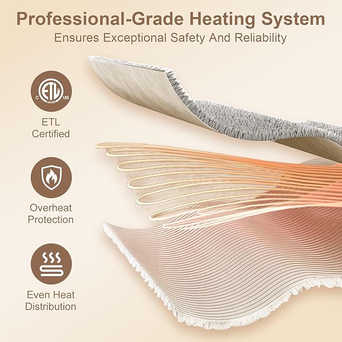 Heated Blanket Queen Size - 84" x 90" Electric Blanket with 5 Heat Settings, Double Zone Heating, 10 Hrs Auto Off, Overheat Protection, Washable Heating Blanket, Gifts for Grandma, Grey