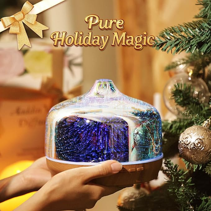 Porseme 500ml Glass Essential Oil Diffuser Aromatherapy Ultrasonic Cool Mist Humidifier 15-21 Running Hours Diffusers with Remote Control for Sleeping Yoga Office Working Spa and Rest