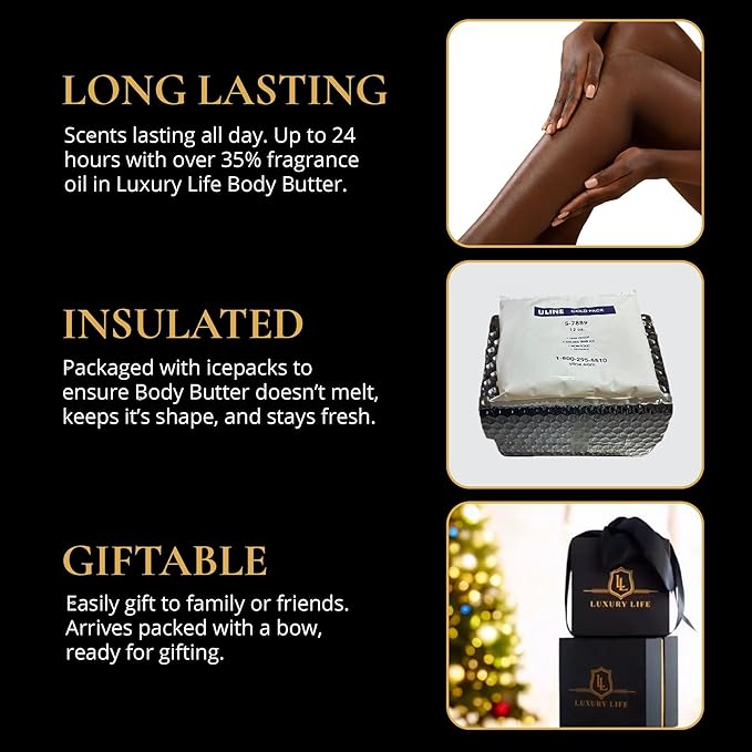 LUXURY LIFE Bed Butter - Scented, Luxurious Body Butter With All-Natural Hyaluronic Acid For Soft, Glowing, Hydrated Skin For Men & Women - Suitable For All Skin Types (Midnight Seduction, 5 oz)