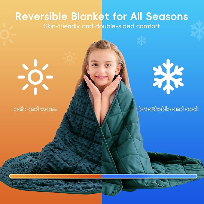 yescool Weighted Blanket 7 Pounds Green Twin Size Cooling Weighted Throw Blanket, Minky Heavy Blankets Warm Weighted Comforter, Big Washable Thick Blankets Gift for 60-90lbs, 40 * 60in