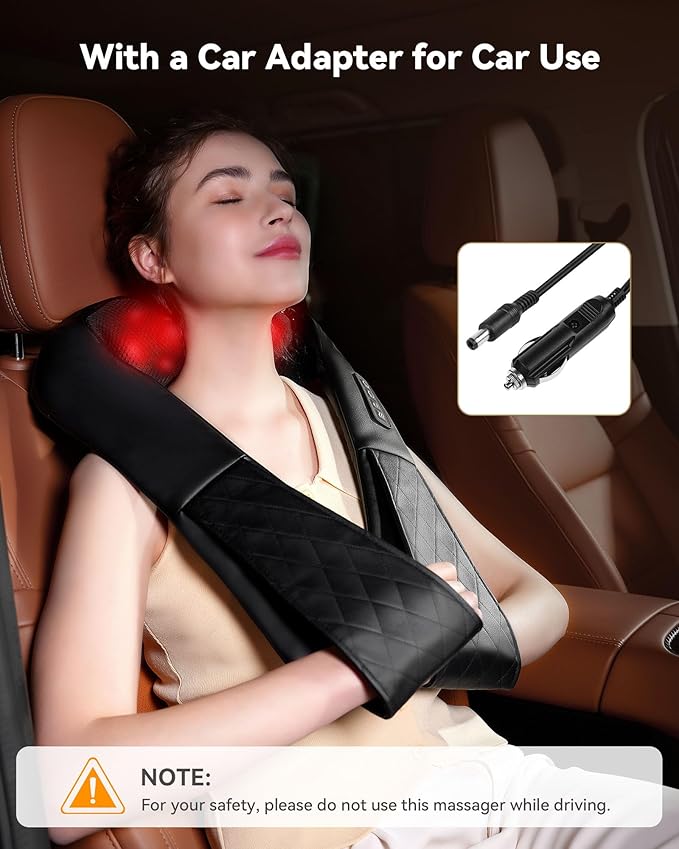 Shiatsu Neck and Back Massager, Corded Electric Neck Massager with Heat for Pain Relief Deep Tissue 4D Kneading Shoulder Massager Pillow for Whole Body Relaxation, Gifts for Mom Dad Women Men