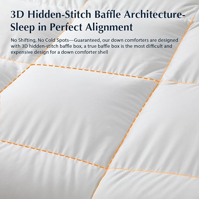 Pacific Coast Goose Feather Down Fiber Comforters Twin Size, Extra Fluffy White Duvet Insert, Ultra-Soft, Breathable, All Season Hotel Luxury Bedding Comforters, 8 Corner & Center Loops (68"x90")
