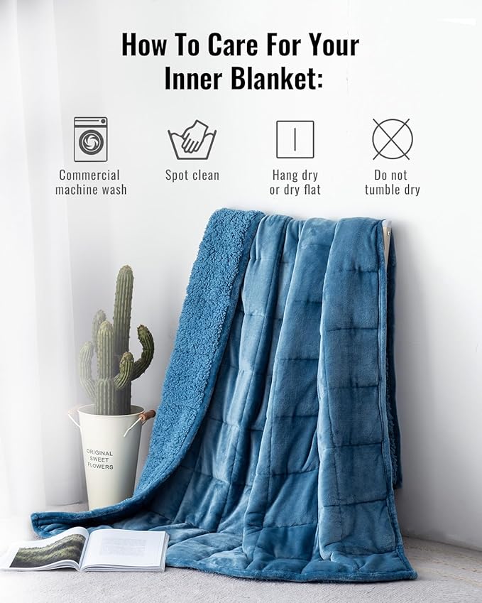 Uttermara Sherpa Fleece Weighted Blanket 15 lbs for Adults, Unicolor Ultra-Soft Fleece and Sherpa, Dual Sided Cozy Plush Blanket for Sofa Bed, 60 x 80 inches, Slate Blue
