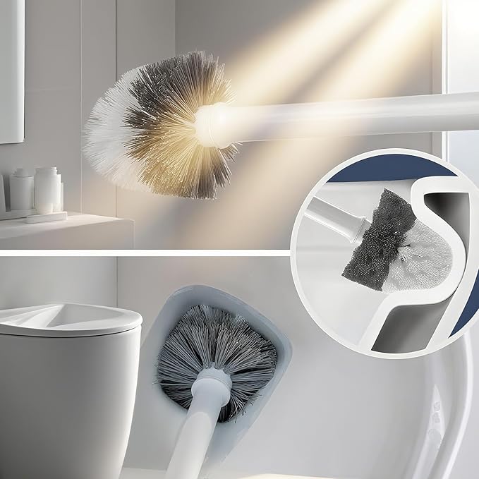 Toilet Brush and Holder Set, Durable Polypropylene with Ventilated Base and Ergonomic Handle for Effective Bathroom Cleaning and Storage