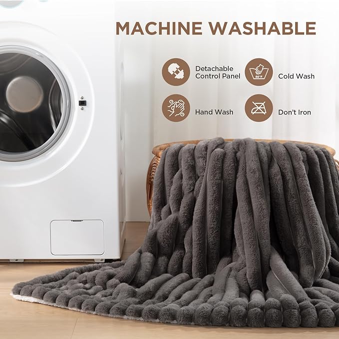 Westinghouse Queen Size Electric Heated Blanket, 10 Heat Levels, 1-12H Auto Off, Fast Heating, Machine Washable, 84x90in, Charcoal