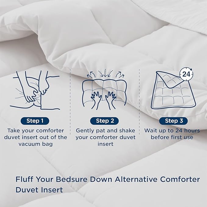 Bedsure Comforter Duvet Insert - Quilted Comforters Full Size, All Season Duvet, GentleSoft Down Alternative Bedding, with 8 Tabs, Gifts for Women/Men, Light Grey, Full 86 x 82 Inches