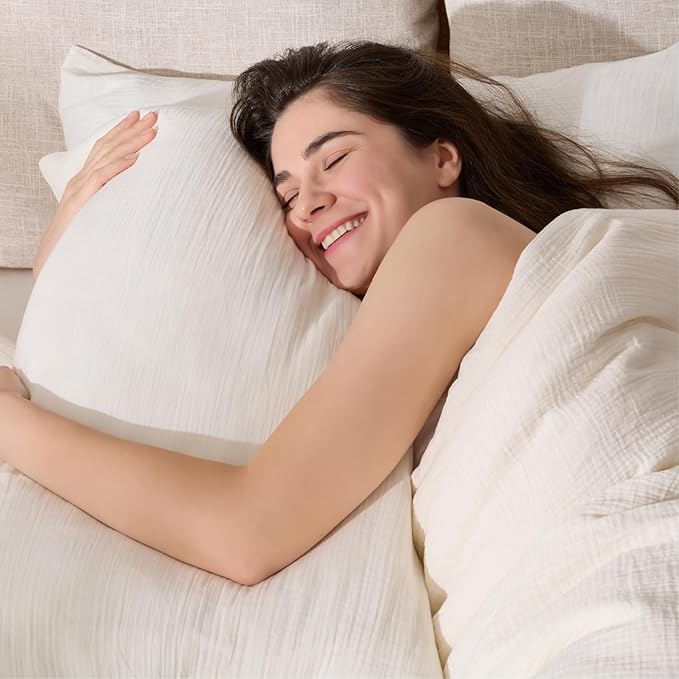 Off White Duvet Cover King, 100% Sandwashed Cotton Soft King Size Duvet Cover Set 3 Pieces with Zipper Clousre & Corner Buttons (Off White, King 104 x 90)