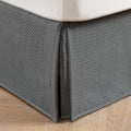 MIYE Pleated Waffle Weave Bed Skirt, Tailored Dust Ruffle 12 Inch Drop Easy Fit, Machine Washable (Dark Grey,Cal King - 12" Drop)