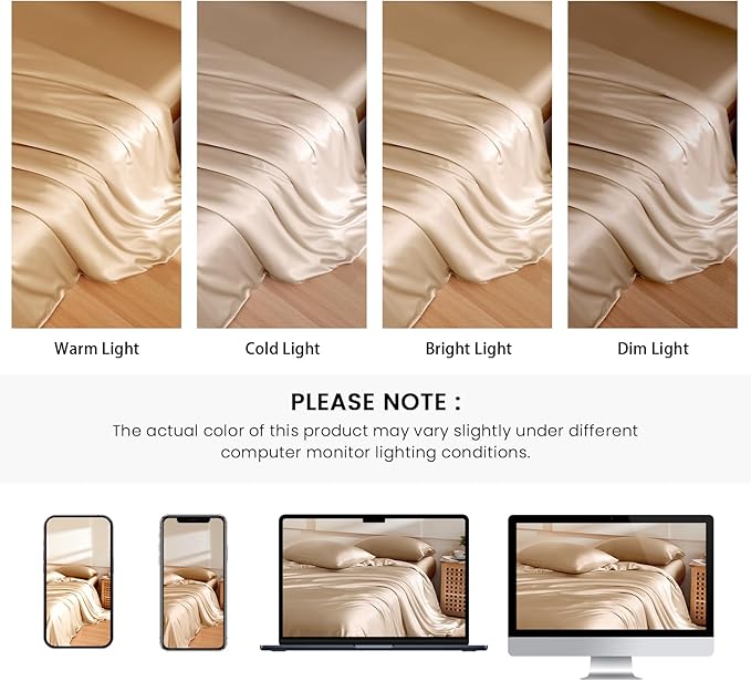 THXSILK 100% Pure Mulberry Silk Duvet Cover Set 3 Piece, 6A+ Grade Luxury Soft Bedding Silk Sheets for Hair and Skin, 1 Pcs Duvet/Quilt/Comforter Cover with 2 Zippered Pillowcases (Champagne, King)