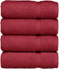 Luxury Hotel & Spa Ultra Soft Hand Towels 100% Turkish Cotton - Cranberry - Set of 4