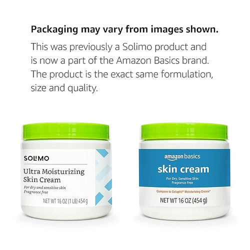 Amazon Basics Ultra Moisturizing Skin Cream for Dry & Sensitive Skin, Dermatologist Tested, Fragrance Free, 16 Ounce, 1 Pound (Pack of 1) (Previously Solimo)