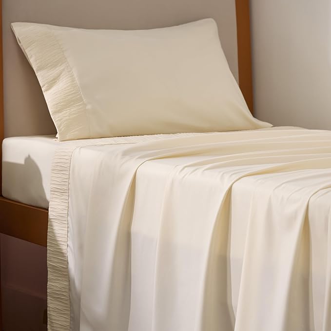 Bedsure Twin XL Sheet Sets Dorm Bedding - 3 Pieces Soft Extra Long Twin Sheets, Hotel Luxury, Easy Care Microfiber for Women, Men, Light Beige