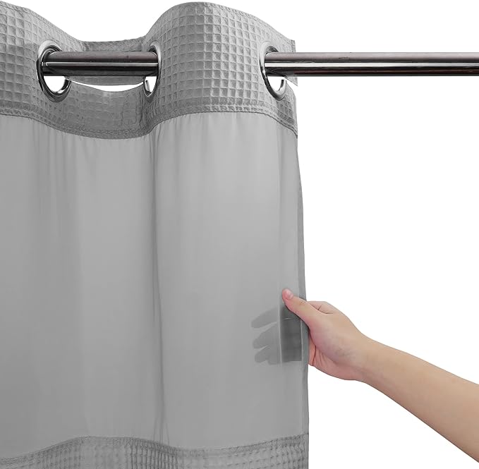 River Dream Lake Wanaka Fabric Shower Curtain Set, Cotton Blend, Waffle Weave, with Snap in Replacement Liner，54 x 80 inches