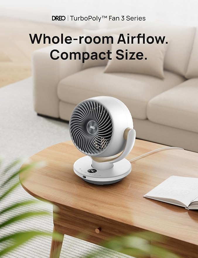 Dreo Fan for Bedroom, Desk Air Circulator Fan with Remote, 11 Inch Table Fans for Whole Room, 60ft Powerful Airflow, 120° Vertical Manual +90° Oscillating, 4 Speeds, 8H Timer, Quiet Fan, Home