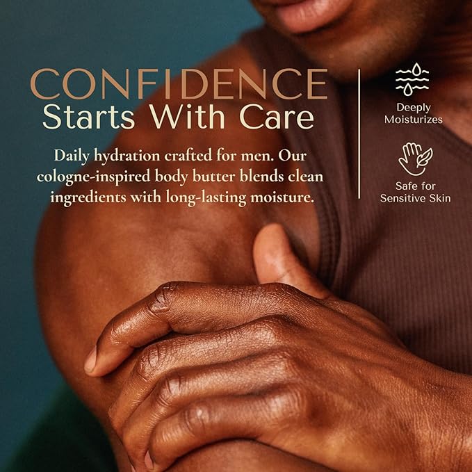 Crowned Skin Monarch Body Butter Cologne and Body Oil Cologne Bundle | Moisturizing Skin Care Set with Spicy and Bold White Musk & Cedarwood Scent | Natural Shea & Mango Butters | All-Day Fragrance