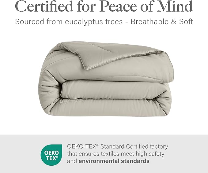 Modern Threads Tencel Lyocell Luxury Ultra Soft Down Alternative Comforter, Taupe, Queen