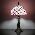 Tiffany Table Lamp for Bedroom Bedside Nightstand Table Lamps for Living Room 3 Way Color Temperatures Stained Glass Table Lamp 8X8X15 Inch Home Office Reading Desk Lamp (Pink Fish Scales)